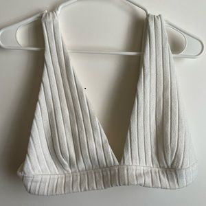 WHITE size L ribbed Alo Bra